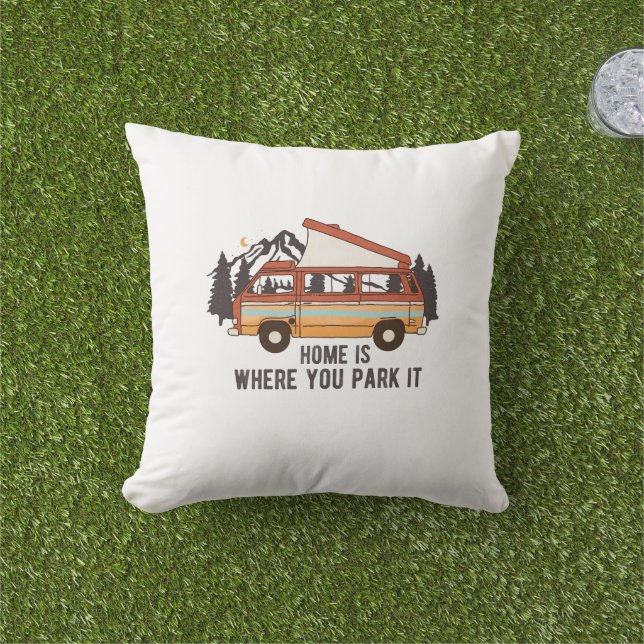 RV Camping Trailer "Zuhause is where you park It" Kissen (Golfball-Marker)