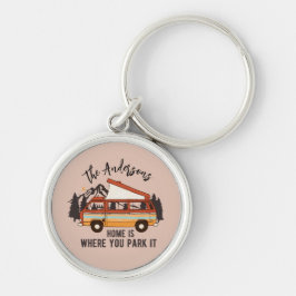 RV Camping Trailer Zuhause: Parken Sie es. Schlüsselanhänger