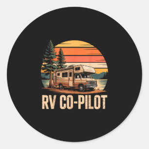 RV-Copilot RV-Camping Camper Sonnenuntergang lands Runder Aufkleber