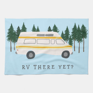 RV DA NOCH? Campervan Camping RVing Trees Forest Geschirrtuch