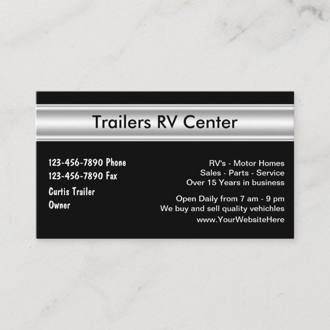 RV Trailer Business Cards Visitenkarte (Vorderseite)