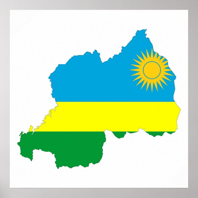 rwanda country flag shape map symbol poster (Vorne)
