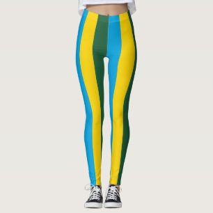 Rwanda National Flag Colors Vertikal gestreift Leggings