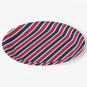 RWB Baseball-Kabelstreifen 1-PAPER-PARTY-TELLER Pappteller