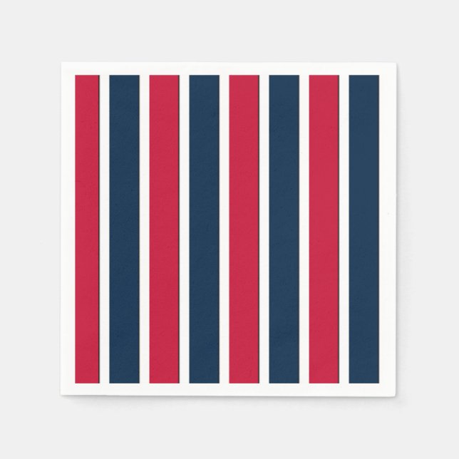 RWB Baseball-Kabelstreifen 1-PAPIERE-PARTY-NAPKINS Serviette (Vorderseite)