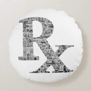 Rx Apotheke Medizinische Geschichte alte Werbeanze Rundes Kissen