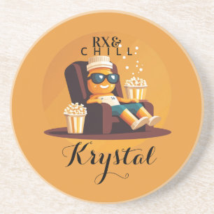 Rx & Chill   Funny Pharmacy Tech Names Getränkeuntersetzer