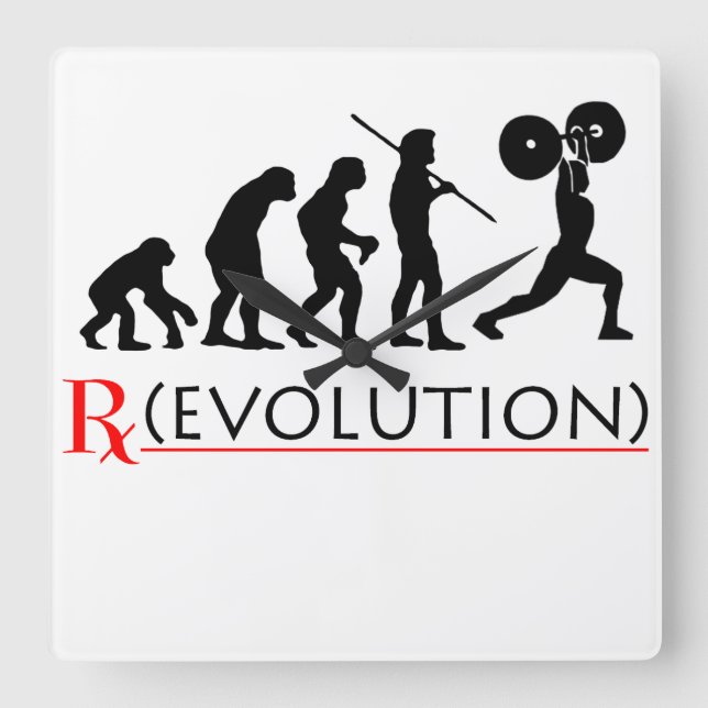 RX - Evolutions-Diagramm-"Auslese-Fitness-" Quadratische Wanduhr (Vorderseite)