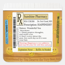 RX Funny Happy Prescription Quadratischer Aufkleber