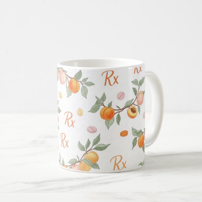 Rx Prescription Peach Pill Pattern Pharmacy Kaffeetasse (VorderseiteRechts)