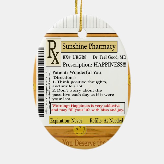 RX Verordnung für Glück Keramik Ornament (Hinten)