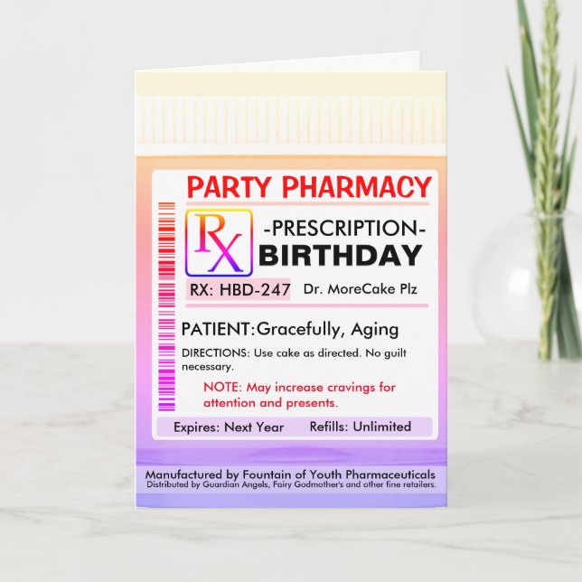 RX-Verschreibung für glücklichen Geburtstag Karte (Vorderseite)