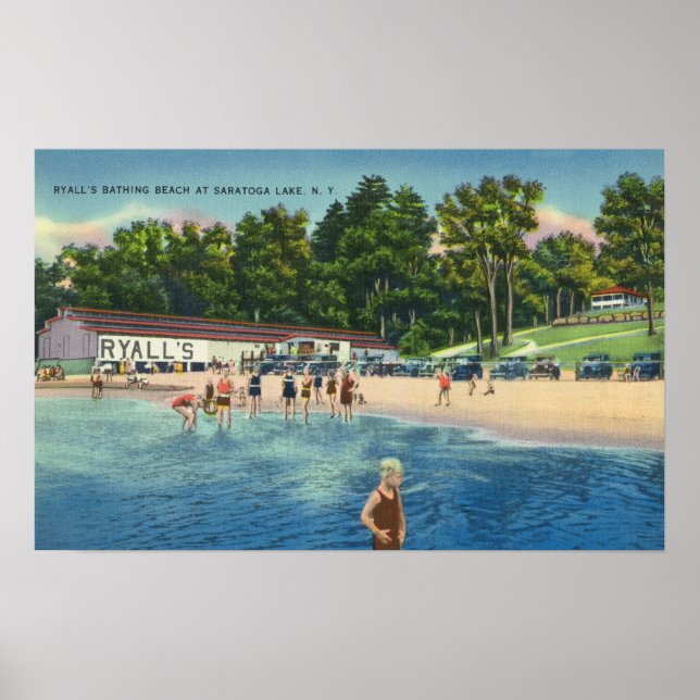 Ryalls Bathing Beach bei Saratoga Lake View Poster (Vorne)