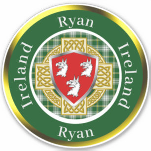 Ryan Irish Shield/Celtic Cross Personalisiert Aufkleber