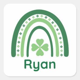 Ryan Name Clover Boho Rainbow Quadratischer Aufkleber