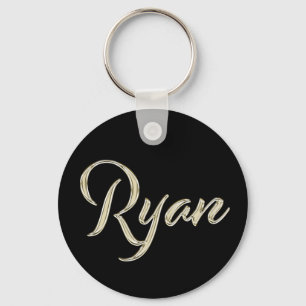 Ryan Name Weißgold Button Schlüsselanhänger