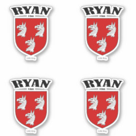 Ryan Wappen Irish Translation & Meaning (x4) Aufkleber