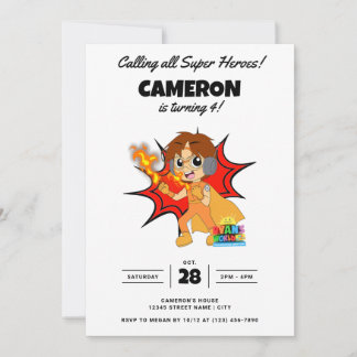 Ryan's World Comic Geburtstag Einladung