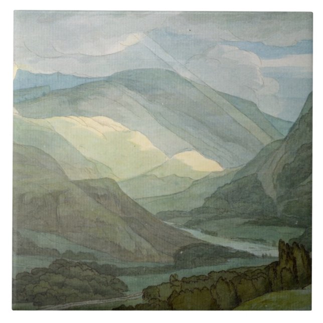 Rydal Wasser, 1786 (w/c) Fliese (Vorderseite)