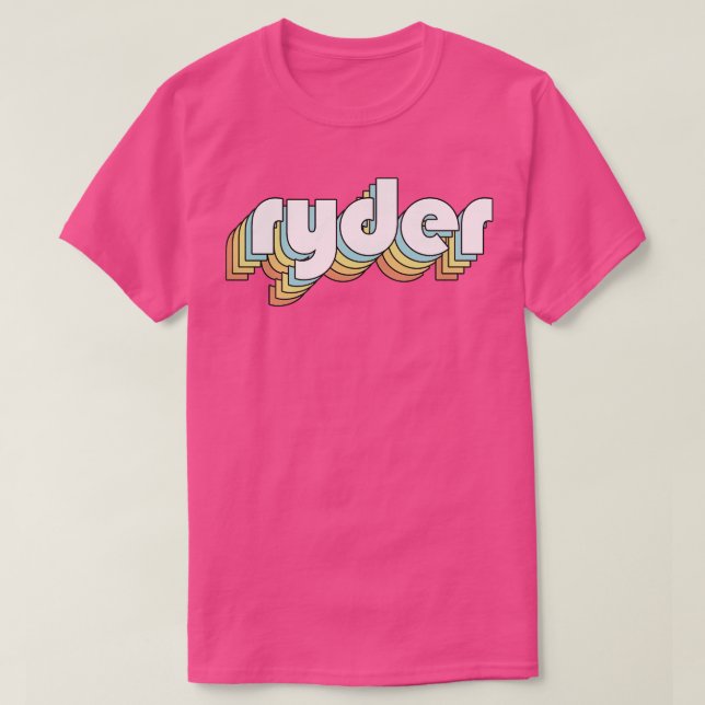 Ryder Retro Rainbow Typografie Faded Style T-Shirt (Design vorne)
