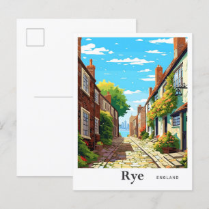 Rye England Art Vintage Reise Illustration Postkarte