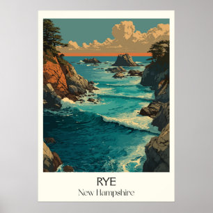Rye New Hampshire Küstenfelsen Poster