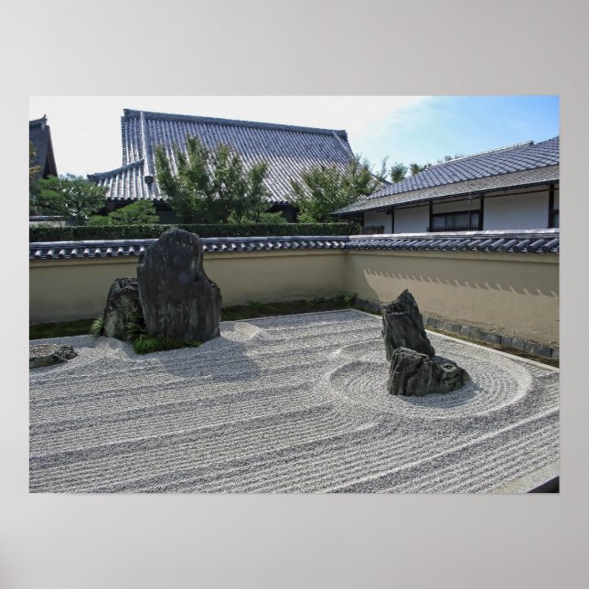 Ryogen in Raked Gravel Garden - Kyoto Japan Poster (Vorne)