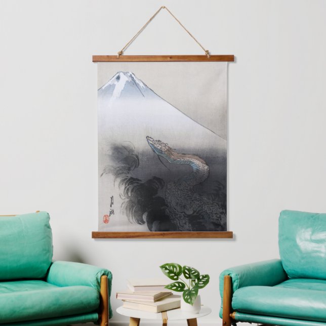 Ryu Shoten über Fuji, Japan Wandteppich Mit Holzrahmen (Wohnzimmer)