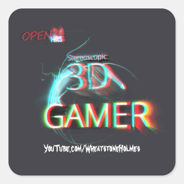 S3D Gamer Quadratischer Aufkleber (Vorderseite)