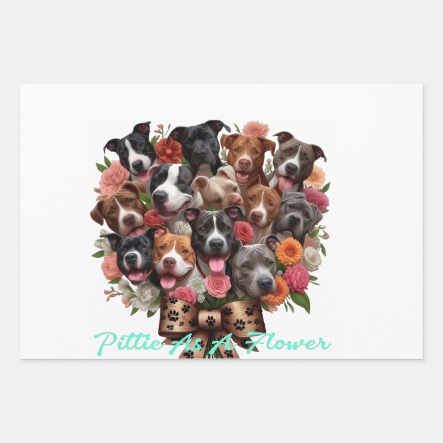 S/3 Pit Bull Geschenkblätter Geschenkpapier Set (Vorderseite 2)