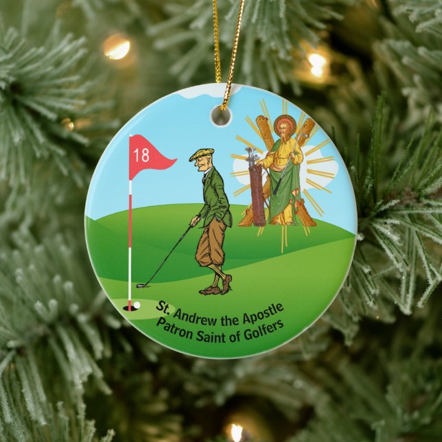 S. Andrew & Jude mit 2 männlichen Golfern Keramik Ornament (Baum)