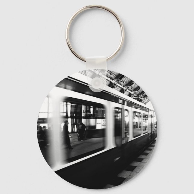 S-Bahn Berlin Schwarz Weiß Fotografie Schlüsselanhänger (Vorderseite)