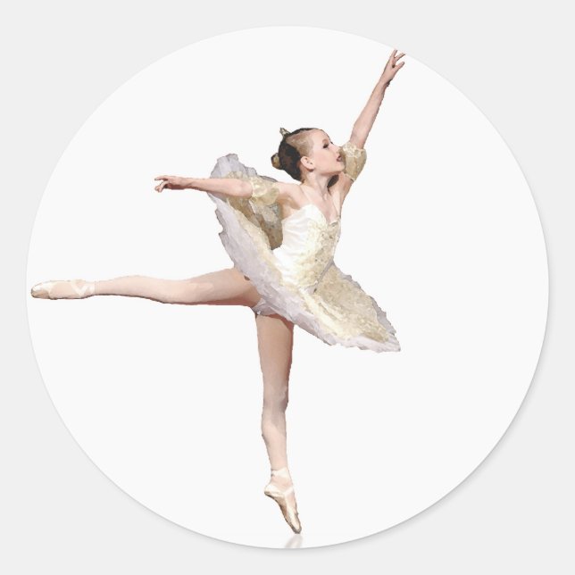 S- Ballerina Girl Runder Aufkleber (Vorderseite)