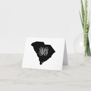 S Carolina Schwarz-weiß Vine Monogram DIY BG Dankeskarte