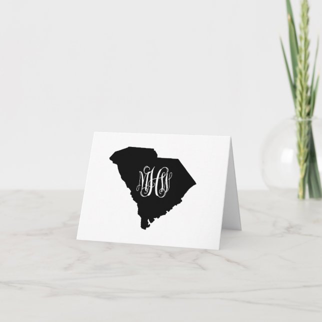 S Carolina Schwarz-weiß Vine Monogram DIY BG Dankeskarte (Vorderseite)
