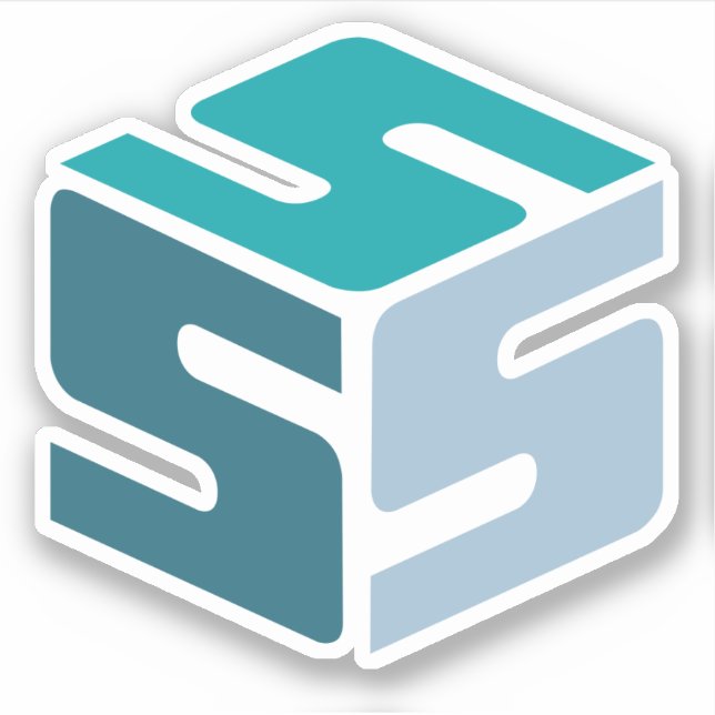 S-Cubed Blue-Logo-Aufkleber (3" x 3") Aufkleber (Vorderseite)
