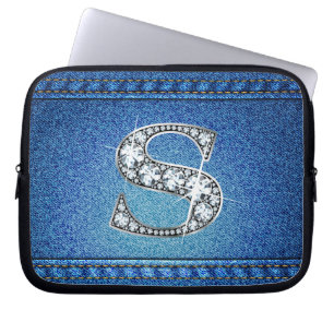 S "Diamond" Denim Stitching Electronics Bag Laptopschutzhülle