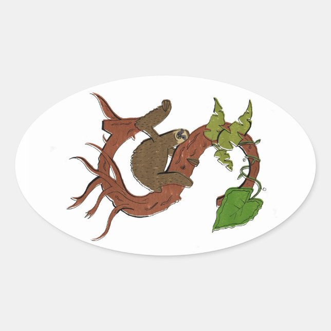 S est pour Sticker Oval Sloth (Devant)