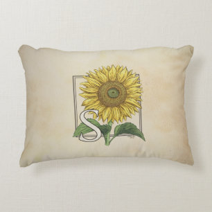 S für Sonnenblume-Blumenalphabet-Monogramm Zierkissen