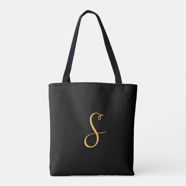 S Gold in schwarzer Monogramm Tasche (Rückseite)