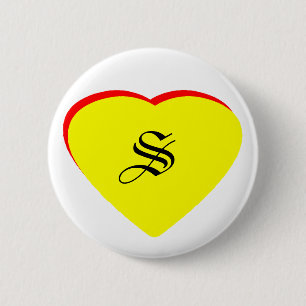 "S" Herz-Gelb-Hochzeit Einladung des MUSEUMS Button