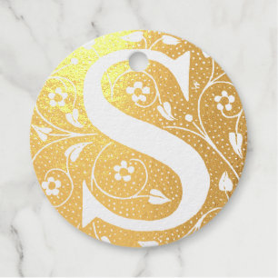 S Initial Foil Favor Tags