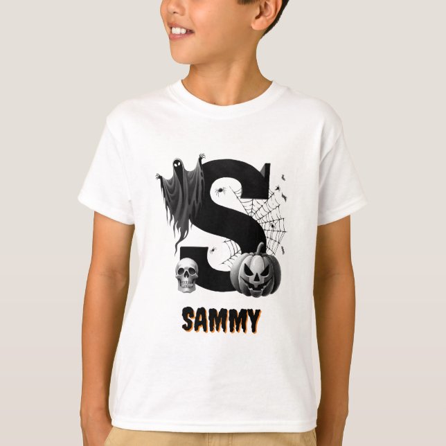 S InitialTrick oder Leckerei Niedlich Halloween T-Shirt (Vorderseite)