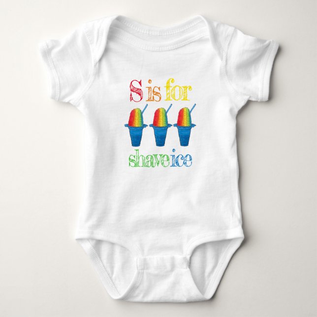 S is for Shave Ice Hawaiian Rainbow Dessert Hawaii Baby Strampler (Vorderseite)