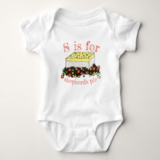 S is for Shepherd's Pie English UK British Food Baby Strampler (Vorderseite)