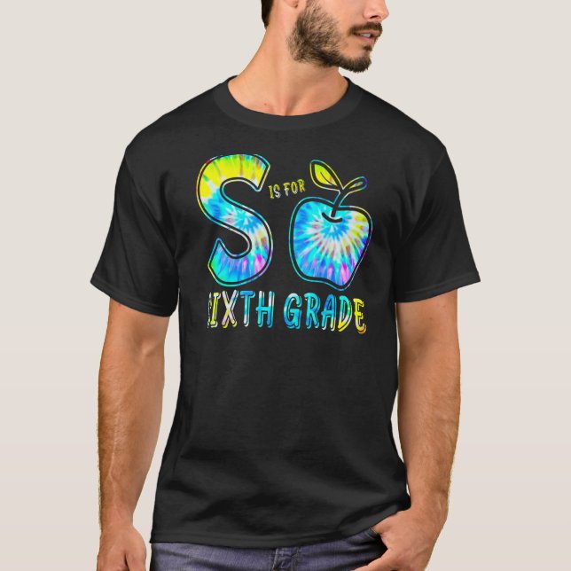S ist für die sechste Klasse Lehrer Gefärbte Krawa T-Shirt (Vorderseite)