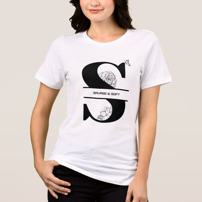 S ist für Savage & Soft - Floral Fusion T-Shirt" Tri-Blend Shirt (Vorderseite)
