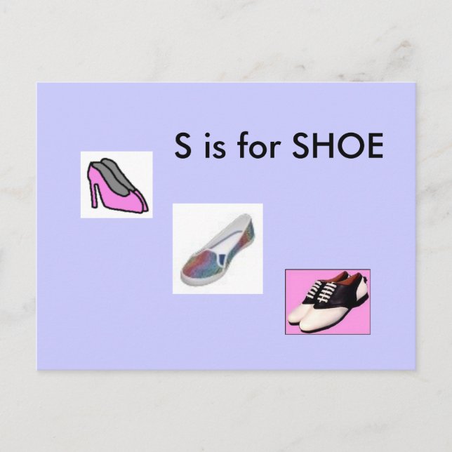 "S" ist für Shoe Alphabet Flashcard Postkarte (Vorderseite)