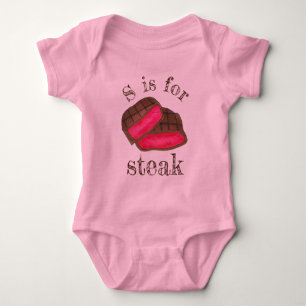 S ist für STEAK Rare Meat Feinschmecker Alphabet A Baby Strampler