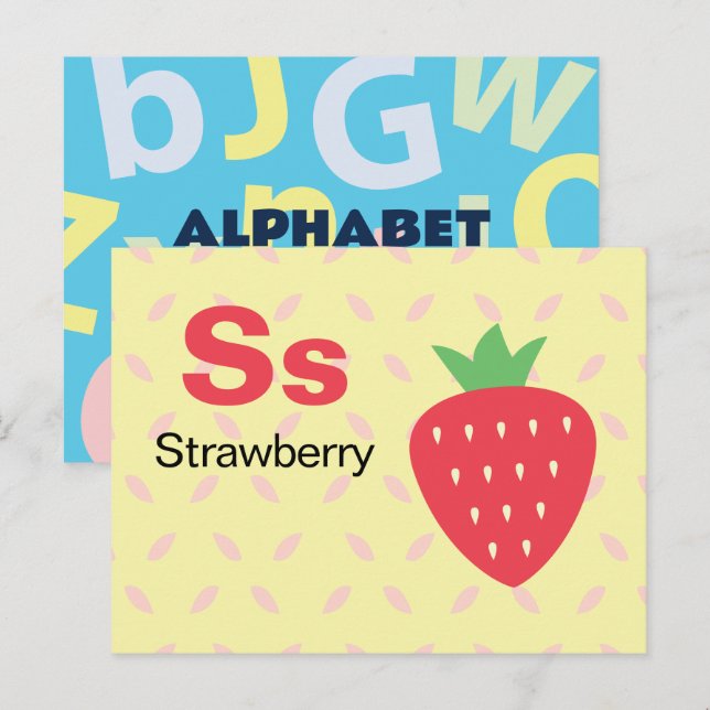 S ist für Strawberry - Alphabet Flash Card Postkarte (Vorne/Hinten)